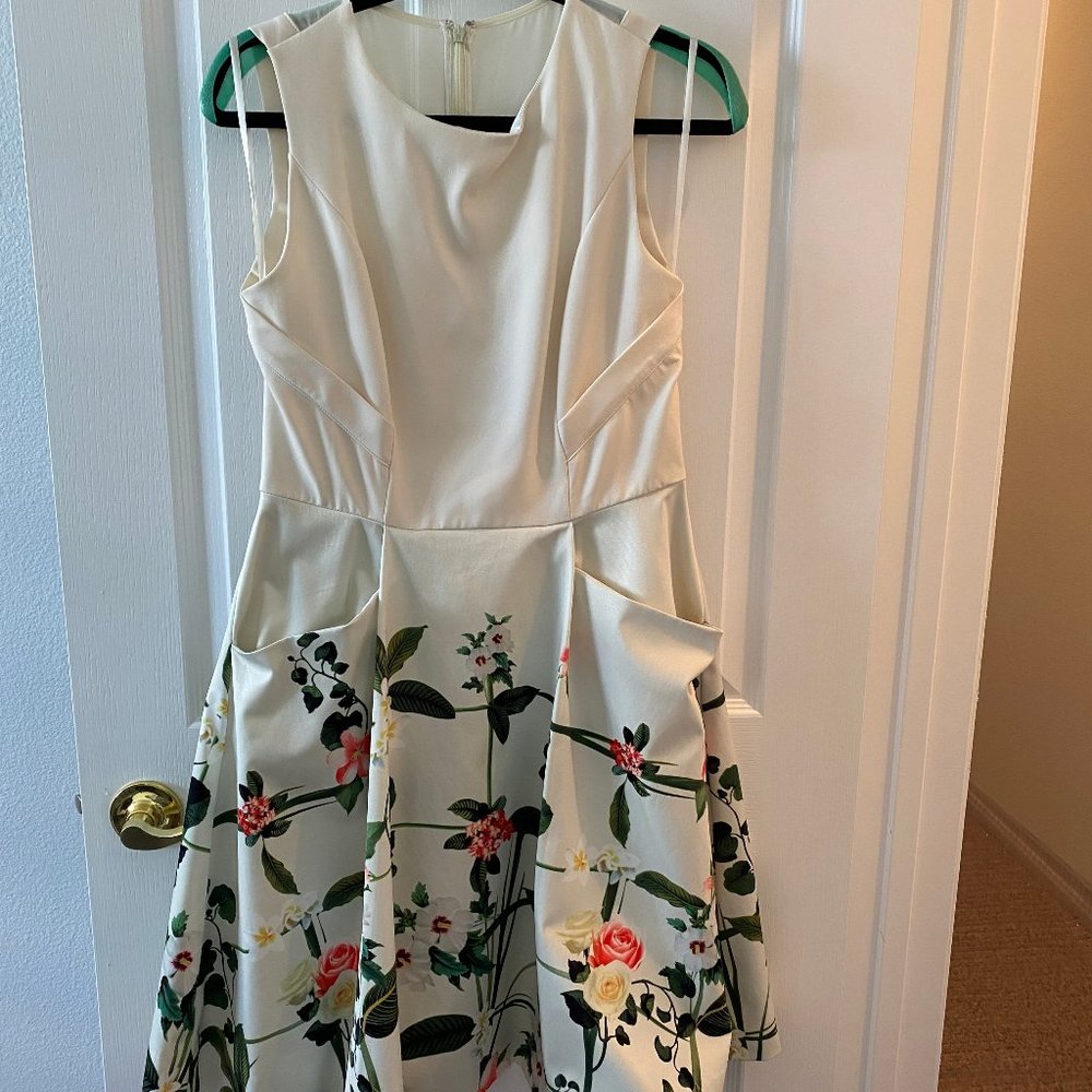 TED BAKER Floral Pleated Dress  - Size 3